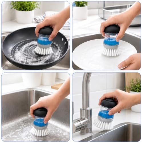 4 Pack Palm Brush Refills for OXO Soap Dispensing Dish Brush, Gray - Image 7