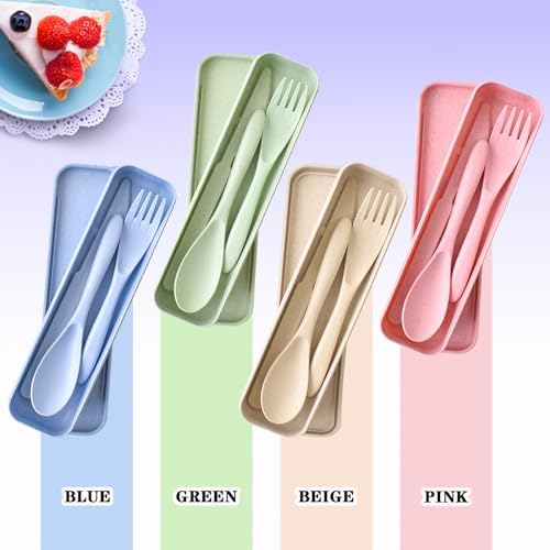 4 Sets Travel Utensils with Case, Reusable Cutlery Set for Lunch Box - Image 2