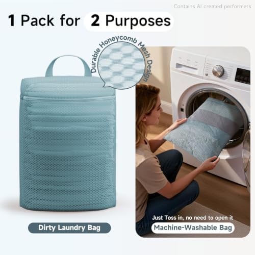 OlarHike Packing Cubes for Travel,Gifts for Women Mom,Anti-Tearing Suitcase Organizer for Luggage with Shoe & Hanging Toiletry Bag,Vacation Essentials & Accessories for Cruise Ship,9 Set,Blue Gray - Image 6
