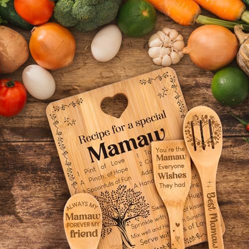 Mamaw Gifts - "Recipe for a Special Mamaw" Mamaw Gifts for Women Cutting Board Set, Bamboo-Made Engraved Utensil Set Gifts for Mamaw Cutting Board, Mothers Day Gifts for Mamaw. - Image 7
