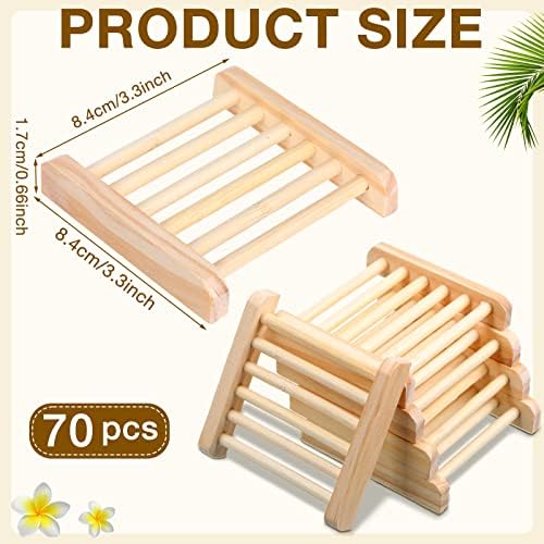 Amyhill 100 Pcs Bamboo Soap Dish Bulk Soap Holder Draining,Wooden Color - Image 2