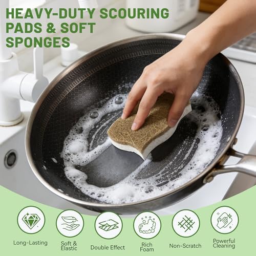 12 Pack Natural Cellulose Non-Scratch Kitchen Scrub Sponges for Dish - Image 4