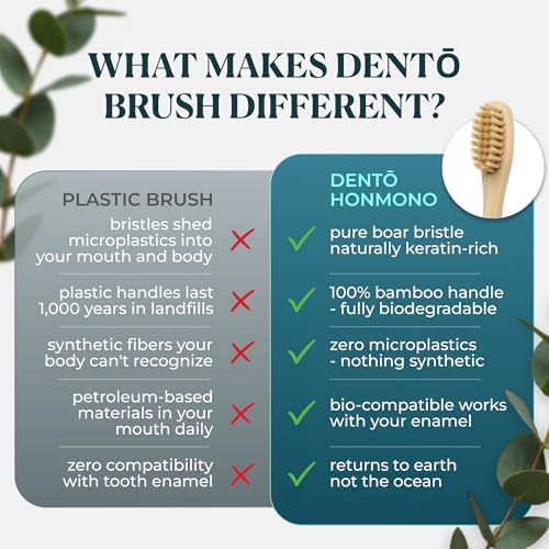 Dento 4-Pack Boar Bristle & Bamboo Toothbrushes, Keratin for Polish - Image 4
