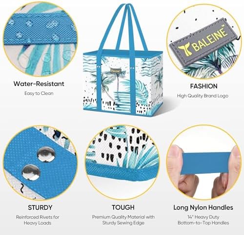 BALEINE 3PK Reusable Grocery Bags, Heavy Duty Shopping Tote Bag - Image 3