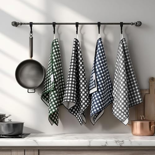 RECYCO Waffle Kitchen Towel Set of 2 - Quick Dry Microfiber Sustainable Dish Towels - Ultra Absorbent Reusable Cleaning Tea Towels - Lightweight Hand Towels,16”x 28”, Pine Green Plaid - Image 7