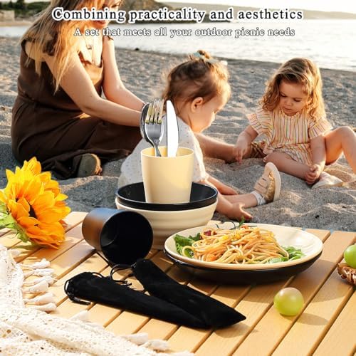 Kyraton Camping Utensils - Travel & Picnic Mess Kit, Silverware Set Includes Knife, Spoon, Fork, Cup, Bowl, Plate - Camping Essentials for 2 - Image 5