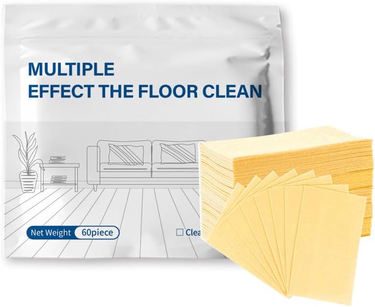 FZYLQY Floor Cleaner Tablets for Mopping Concentrated Floor Cleaning Sheets Dissolvable Multi Surface Floors Care Sheets for Sealed Hard Floor Tile Vinyl Laminate Kitchen Bathroom (Yellow, 60 Piece) by FZYLQYFASHION