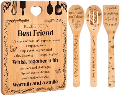 Best Friend Birthday Gifts for Women - Bamboo Cutting Board Set, Bestie Friendship Gifts for Women, Ideal Gifts for Birthday Graduation Wedding Job Move House Christmas Thanksgiving. by Apjielop-GiftsMaster