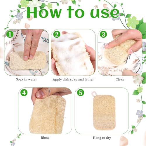 10 PCS Natural Sponges for Dishes, Loofah Dish Sponge for Kitchen Compostable Natural Loofah Sponges - Image 6