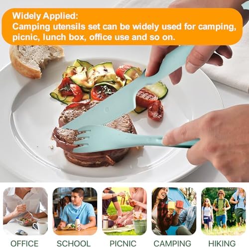Travel Utensils with Case, 12 Sets Camping Utensil Sets, Wheat Straw Portable Knife Fork Spoons Tableware, Reusable Utensils for Lunch Box (Multi) - Image 6