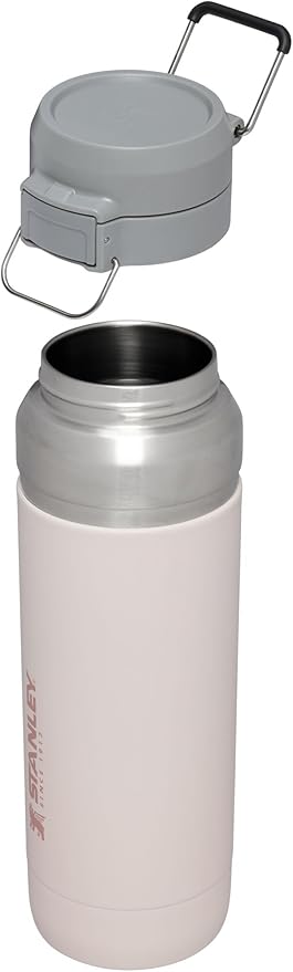Stanley Quick Flip GO Water Bottle 36 oz | Push Button Lid | Leakproof and Packable for Travel and Sports | Insulated Stainless Steel | BPA-Free | Rose Quartz