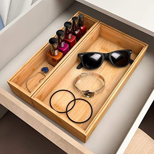 Stackable Utensil Drawer Organizer, Bamboo Kitchen Flatware Holder 12"x 3" - Image 6