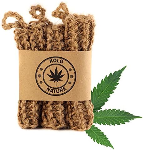 Natural Hemp Sponges for Dishes - Biodegradable Scrubber for dishwashing -Organic Reusable Unsponges Hand Knitted- Eco Friendly 100%-Compostable Set of 3 by KOLO+nature