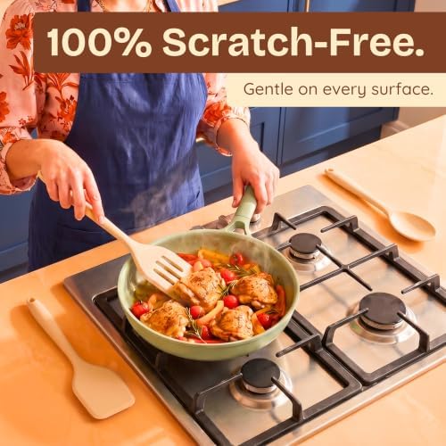 NonToxic Platinum Silicone Utensils, 100% Plastic-Free, 4-Pcs, Beige - Image 5