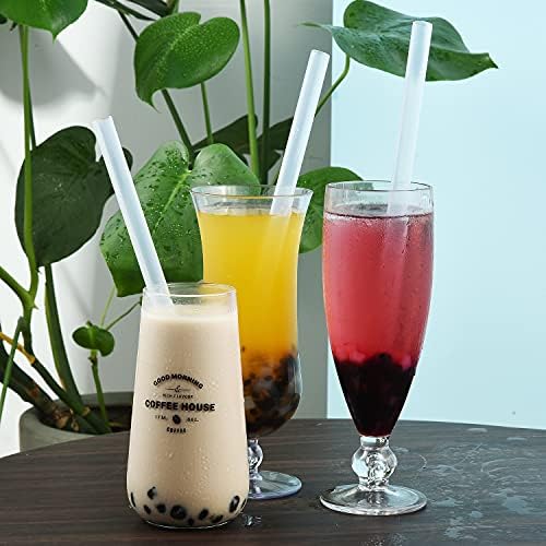 ALINK Reusable Clear Boba Straws, 13 mm x 10.5 in, Jumbo Hard Plastic Smoothie Straws for Bubble Tea, Popping Pearls, Pack of 8 with 2 Cleaning Brush - Image 7