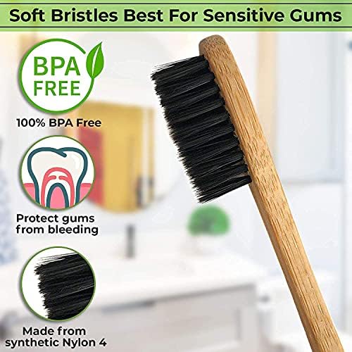 12 Count I Bamboo Toothbrush I Soft Bristles Best for Sensitive Gums I Charcoal I Vegan I Natural Wood I BPA Fee I Recyclable I Compostable I Biodegradable | Environmentally Friendly - Image 4