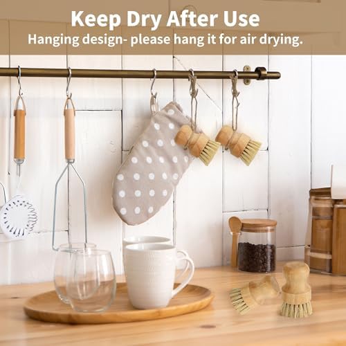 12 Pack Bamboo Dish Brush, Bamboo Palm Dish Scrubber - Image 3