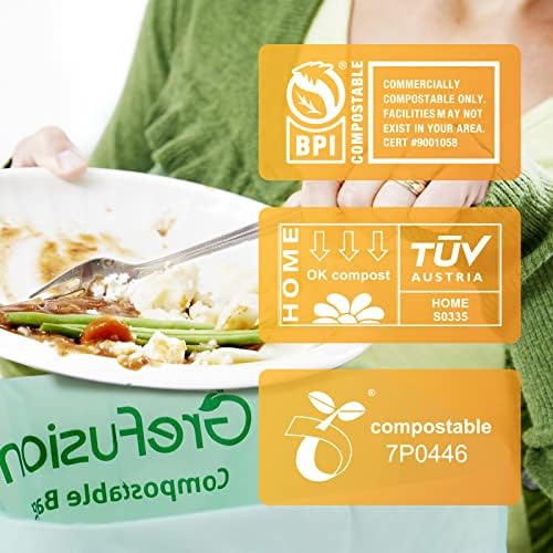 Compostable trash Bags, 2.6 Gallon,Thick 0.91 mils,Compost bin Kitchen,Food Scrap Waste Bags,Small trash bags for compost bin kitchen,Certified by BPI and OK Compost, (80 Count) - Image 6