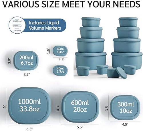 ISSEVE 12Pcs/Set Nesting Silicone Food Storage Containers with Lids - Image 4