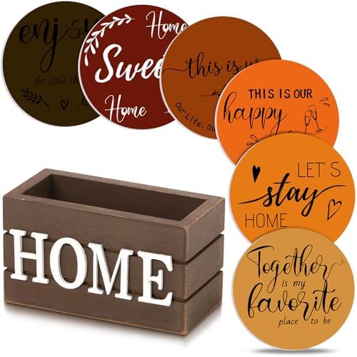 Queekay House Warming Gifts New Home Farmhouse Coasters Set of 6, Autumn by Queekay