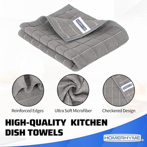 Kitchen Towels, 8 Pack Microfiber Cleaning Cloth, 25'' x 15'' Dish Towels, 270 GSM Checkered All-Purpose Reusable Lint Free & Absorbent Hand Towels for Kitchen Home Tea Bar Shop - Image 2