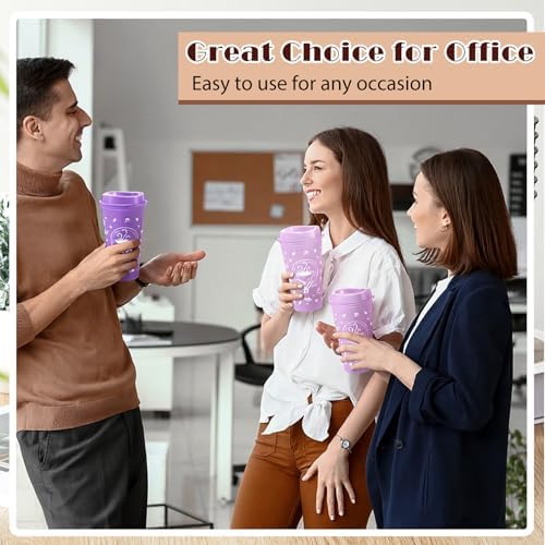 12 Sets Reusable Coffee Cups with Lids, 16oz, Purple Series - Image 5