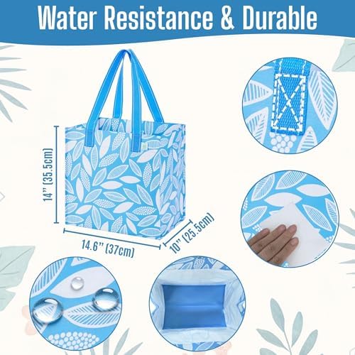 VENO 4 Pack Large Grocery Bag Reusable Shopping Bags with Hard Bottom - Image 3