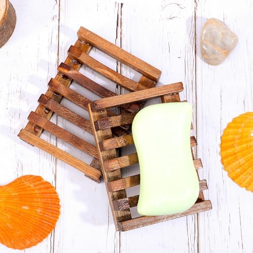 TIESOME 2 Pack Teak Soap Dish, Wooden Soap Holder, Natural Teak - Image 3