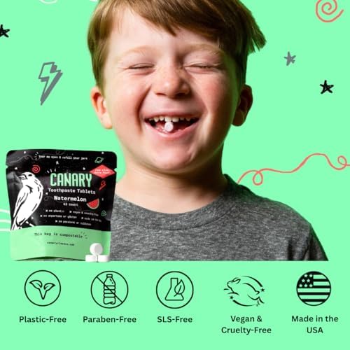 Canary Nano Hydroxyapatite Toothpaste Tablets Watermelon- Remineralizing, Fluoride Free, All Natural Tabs with Xylitol - Great for Kids, Plastic Free - 189 Count - Image 5