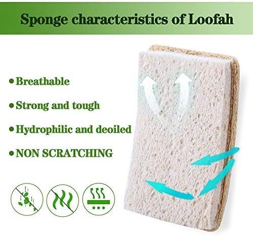 Loofah Dish Sponges Kitchen,Organic Natural Sponges for Dishes,Non Scratch Eco Friendly Biodegradable for Cleaning,6PCS - Image 4