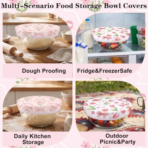 Sitsink Beeswax Bowl Covers Pink Bow Reusable Food Wrap 5 Pack - Image 5