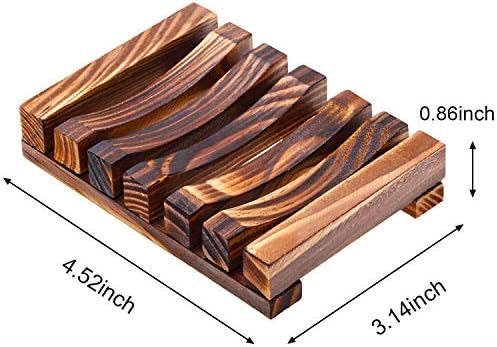 Honoson 5 Pieces Wooden Soap Dish Holder Tray Wood Bar Soap Holder Tray Self Draining Saver for Shower Bathroom Kitchen - Image 2