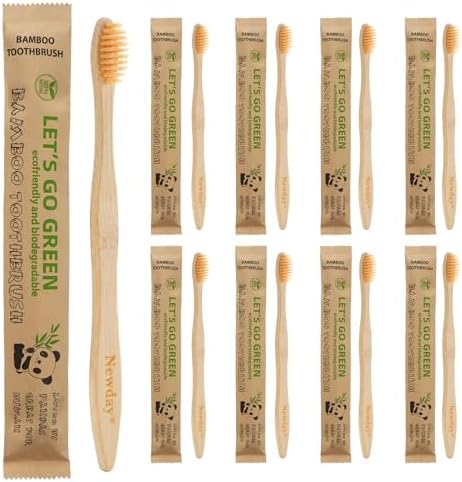 100 Pack Bamboo Toothbrushes Bulk, Individually Wrapped, BPA Free Soft Bristles Toothbrush for Adults, ECO Friendly Toothbrushes for Home Hotel Trips Travel Disposable Toothbrsuh (Primals Toothbrush) by Newday