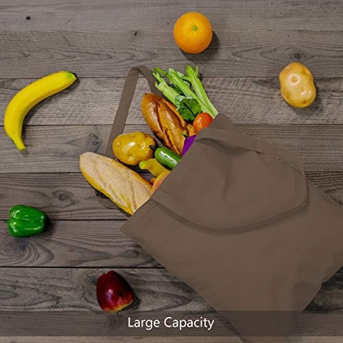 TOPDesign 6-Pack Economical 16"x15" Brown Cotton Tote Bag, Lightweight Medium Reusable Grocery Shopping Cloth Bags, Suitable for DIY, Advertising, Promotion, Gift, Activity - Image 5