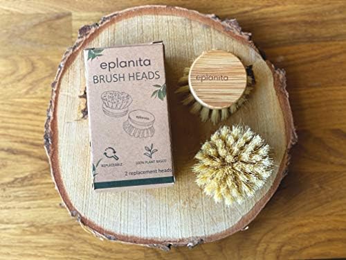 eplanita Replacement Brush Heads (Pack of 2) for Bamboo Dish Brush, Sisal Bristle Refills, Agave Cactus Fibres, Kitchen Eco Scrubber, Plastic Free Washing Up, Zero Waste Cleaning - Image 3