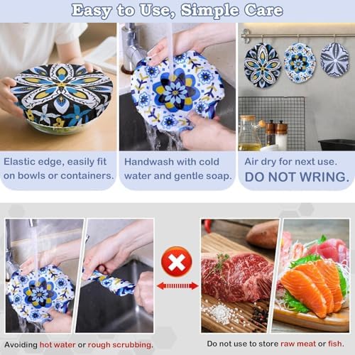 5Pcs Reusable Beeswax Elastic Bowl Covers for Bread Proofing and Food Cover - Image 6