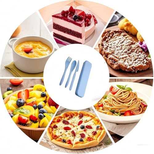 Reusable Portable Knife Fork Spoons Tableware(Yellow, Red, Dark Blue, Blue) - Image 7