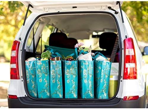 NymphFable Almond Blossom Shopping Bags, 6 Pack Reusable Grocery Tote Bag - Image 7