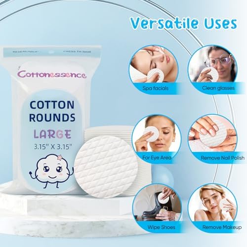 Premium Cotton Rounds（120 Count， Pack of 2 - Cotton Pads for Face, 100% Cotton Makeup Remover Pads, Soft and Lint-Free, for Removing Makeup, Nail Polish - Image 6