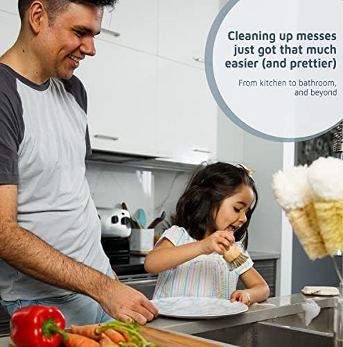 Bamboo Dish Brush Set, Plastic Free Kitchen Cleaning Kit - Image 6