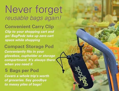 Reusable Grocery Bags, Foldable Shopping Bags in Pod, 5 Pack - Image 5