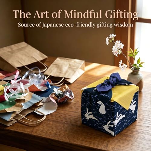 Furoshiki Japanese Wrapping Cloth, Large Size 27.6x27.6 Inch 70cm Reusable Gift Wrap, Eco-Friendly Fabric for Bento Bag, Wine Bottle, Table Decor Washable & Wrinkle Resistant (Moon Dancing Rabbit) - Image 4