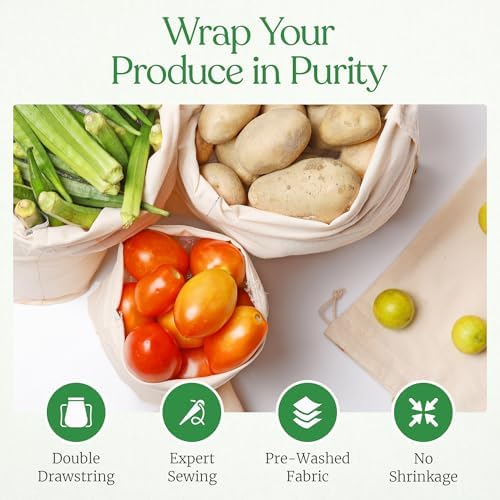Greenmile Organic Cotton Reusable Produce Muslin Bags - Image 7
