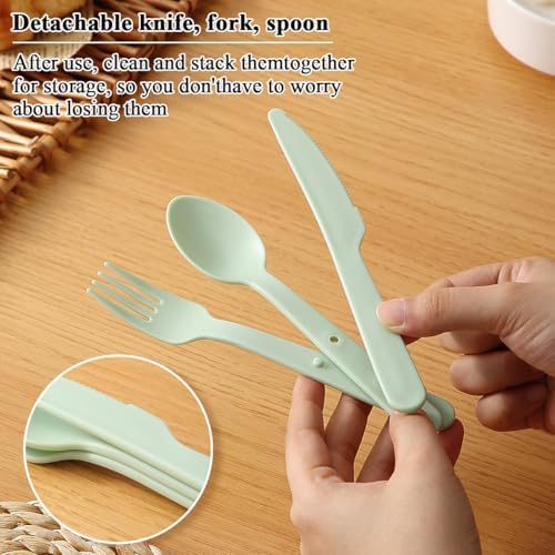 Kyraton Travel Utensils Set for 8, Reusable Plastic Spoons Forks Knives Snapped Together for Portable & Space-Saving Design Cutlery Silverware for Travel, Picnic, Camping, Work, Lunch Boxes - Image 6