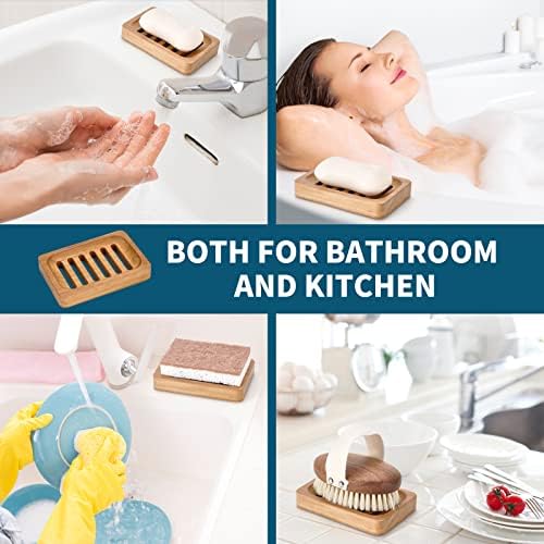 DEBETOOL 2-Pack Teak Wood Soap Dish, Waterproof Self Draining Bar Soap - Image 6