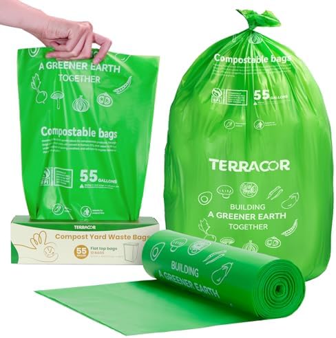 55-60 Gallon Compostable Trash Bags Liners, Heavy Duty Extra Thick 1.57 Mil, 208.2 Liter, 12 Bags, Lawn, Yard, and Restaurant Use, ASTM D6400, US BPI Certified - Image 2