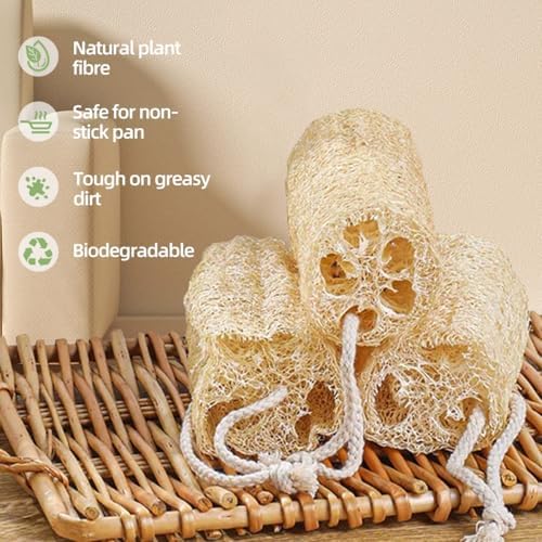 5-Pieces Bamboo Dish Brush Set with Palm Brush, Wooden Handle Dish Scrub Brush, Bottle Scrubber, 2 Loofah Sponge for Dishes, Pans, Bottles, Pots, Vegetables - Image 6