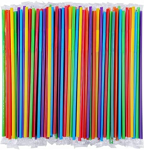 [Individually Wrapped] 100 Pcs Colorful Flexible Plastic Straws by SONGNASS