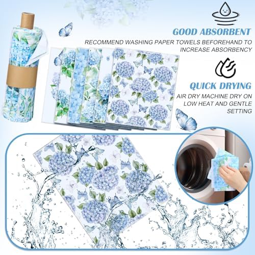 36 Pack Reusable Kitchen Cloths Cotton Towels, Hydrangea - Image 3