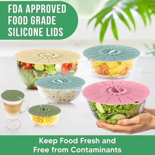 Microwave Cover Silicone Lids - Set of 11 Pieces - Suction Covers for Pots, Pans, Bowls, Cups, Skillets - Splatter Protection - Easy Food Storage - BPA Free - Image 5